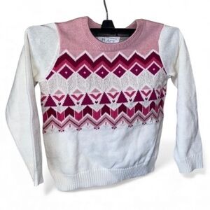Children’s Place sweater fair isle white‎ and pink NEW 18 to 24 months baby girl